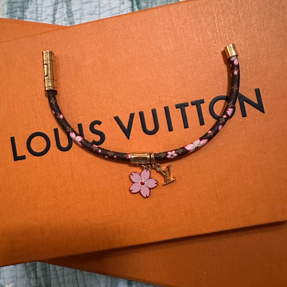 Louis Vuitton Murakami Cherry Blossom Bracelet - Brown and Pink SOLD OUT SIZE 19